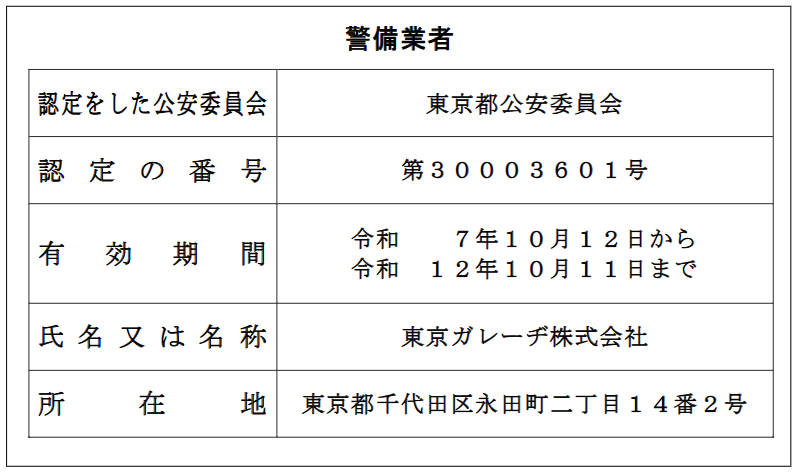 TGC警備業標識